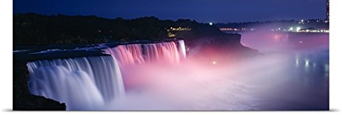 GREATBIGCANVAS Entitled High Angle View of a Waterfall at Night, Niagara Falls, New York State Poster Print, 90