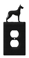 SWEN Products Great Dane Metal Wall Plate Cover (Single Outlet, Black)