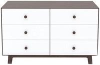 Oeuf Sparrow 6 Drawer Dresser, White/Walnut