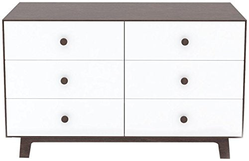 Oeuf Sparrow 6 Drawer Dresser, White/Walnut