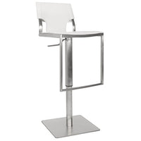 Safavieh Home Collection Armondo Stainless Steel and White Leather Adjustable Gas Lift 22.4-31.5-inch Bar Stool