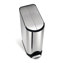 Load image into Gallery viewer, simplehuman 45 Liter / 11.9 Gallon Stainless Steel Butterfly Lid Kitchen Step Trash Can, Brushed Stainless Steel
