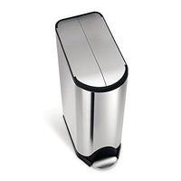 simplehuman 45 Liter / 11.9 Gallon Stainless Steel Butterfly Lid Kitchen Step Trash Can, Brushed Stainless Steel