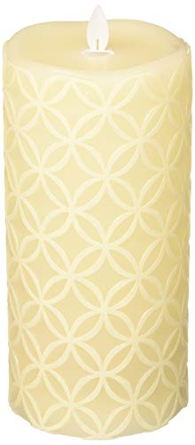 Sterno Home MGT12733CR Cream Hand Carved Design Wax Pillar with Timer