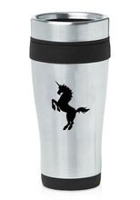 Load image into Gallery viewer, Black 16oz Insulated Stainless Steel Travel Mug Z2466 Unicorn
