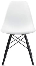 Load image into Gallery viewer, 2xhome White - Plastic Molded Bedroom Dining Side Ray Chair with Black Wood Eiffel Dowel-Legs Base Nature Legs No Side
