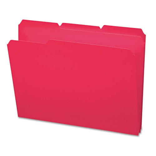 Waterproof Poly File Folders, 1/3 Cut Top Tab, Letter, Red, 24/Box