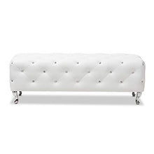 Load image into Gallery viewer, Baxton Studio Stella Crystal Tufted Modern Bench, White, 54(L) X19(W) X19.5(H)
