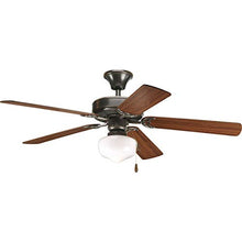 Load image into Gallery viewer, Progress Lighting P2501-20 52-Inch Fan with 5 Blades and 3-Speed Reversible Motor with Reversible Medium Cherry or Classic Walnut Blades, Antique Bronze
