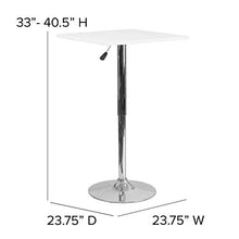 Load image into Gallery viewer, Flash Furniture 23.75&#39;&#39; Square Adjustable Height White Wood Table (Adjustable Range 33&#39;&#39; - 40.5&#39;&#39;)
