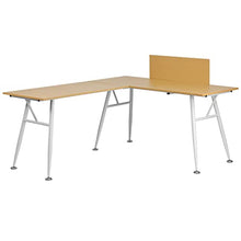 Load image into Gallery viewer, Flash Furniture Beech Laminate L-Shape Computer Desk with White Metal Frame
