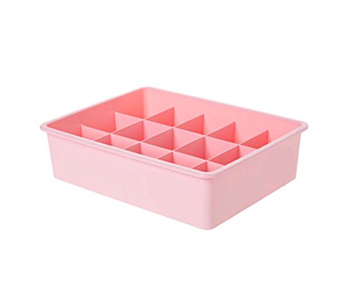DRAGON SONIC 15 Grid No Cover Household Plastic Wardrobe Underwear Storage Box-Pink