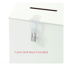 Load image into Gallery viewer, deflecto 79803 Plastic Suggestion Box with Locking Top, 13 3/4 x 3 5/8 x 13 15/16, White
