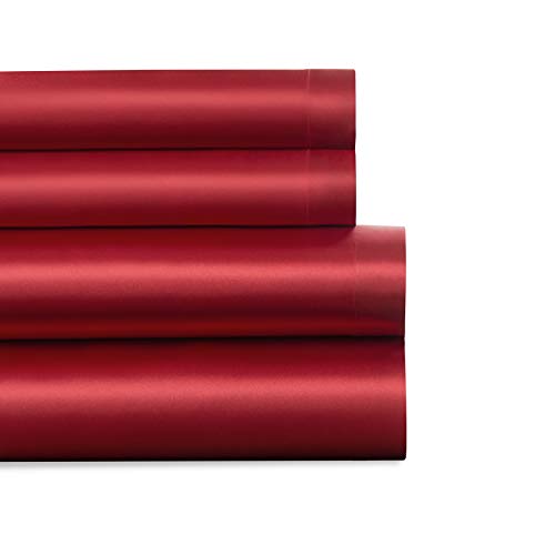 Baltic Linen Satin Luxury Sheet Set King Red  4-Piece Set