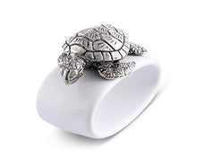 Load image into Gallery viewer, Vagabond House Sea Turtle Stoneware Napkin Ring 2&quot; Tall (Sold as Single Ring) Artisan Crafted Designer Ring
