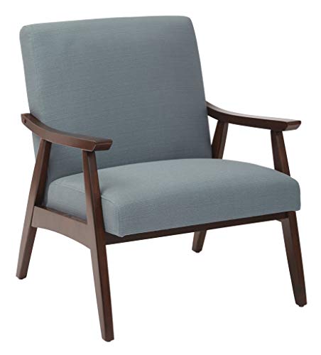 OSP Home Furnishings Davis Accent Chair with Medium Espresso Frame, Klein Sea Green
