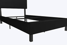 Load image into Gallery viewer, DHP Janford Upholstered Platform Bed with Modern Vertical Stitching on Rectangular Headboard, Twin, Black Faux Leather
