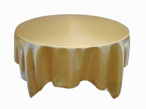 Tablecloth Satin Round Seamless 59 Inch Champagne By Broward Linens