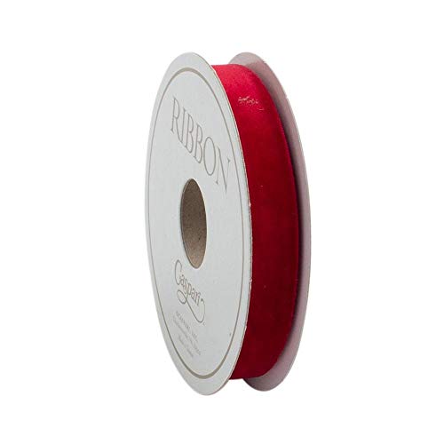 Caspari Red Velvet .5 Inch Thin Unwired Ribbon - 12 Foot Spool