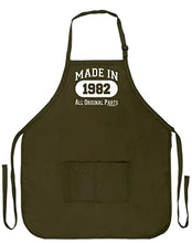 Load image into Gallery viewer, 40th Birthday Made in 1982 Apron for Kitchen Two Pocket Apron Military Olive Green
