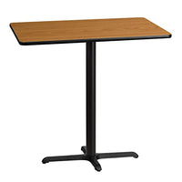 Flash Furniture 30'' x 42'' Rectangular Natural Laminate Table Top with 23.5'' x 29.5'' Bar Height Table Base
