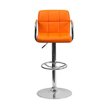Load image into Gallery viewer, Offex Contemporary Orange Quilted Vinyl Adjustable Height Bar Stool with Arms and Chrome Base
