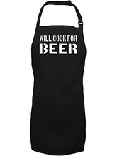 Load image into Gallery viewer, zerogravitee Will Cook For Beer Apron with 2 patch pockets in Black - One Size

