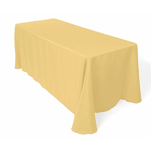 BROWARD LINENS Tablecloth Polyester Restaurant Line Rectangular 90x132 Gold