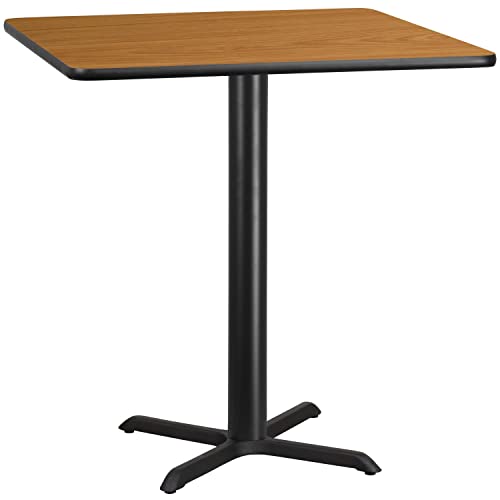 Flash Furniture 42'' Square Natural Laminate Table Top with 33'' x 33'' Bar Height Table Base