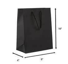 Load image into Gallery viewer, PTP BAGS Black Matte 8&quot; x 4&quot; x 10&quot; Euro Tote Bags [Pack of 100] Reusable Paper Gift Euro Tote
