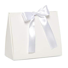 Load image into Gallery viewer, White Favor Box with Satin Ribbon 5 1/2&quot; X 2 1/2&quot; X 4-1/2 | Quantity: 50 Gusset - 2 1/2&quot;

