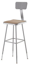 Load image into Gallery viewer, National Public Seating 32&quot;-39&quot; Height Adjustable Heavy Duty Square Seat Steel Stool with Backrest, Grey (6330HB)
