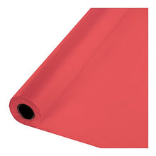 Load image into Gallery viewer, 100&#39; Coral Pink Red Disposable Plastic Banquet Party Table Cloth Rolls
