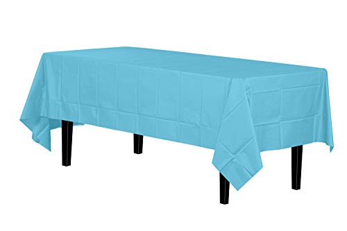 12-Pack Premium Plastic Tablecloth 54in. x 108in. Rectangle Table Cover - Light Blue