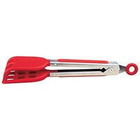 Tovolo Mini Silicone Easy-Grip Waffle Tongs, Non-Slip Handle, Candy Apple Red