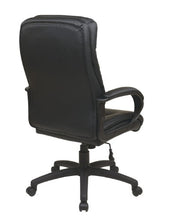Load image into Gallery viewer, Office Star Padded Faux Leather Seat and High Back Executive Chair with Padded Arms and Heavy Duty Nylon Base, Black
