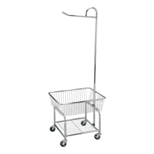 Household Essentials 6028-1 Rolling Laundry Cart with Hanging Bar - Chrome Finish