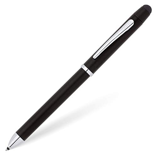 Cross Tech3+ Satin Black Multi-Function Pen with Chrome-Plated Appointments, Stylus, and 0.5mm Lead