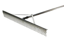 Load image into Gallery viewer, Trigon Sports Aggregate Rakes for Gardening, Ergonomic Heavy Duty Metal Rakes with Lightweight Aluminium Handle, Landscaping Rake for Outdoors, Lawn, Carpet, Shrub, 66&quot; Handle, 36&quot; Wide Rake Head
