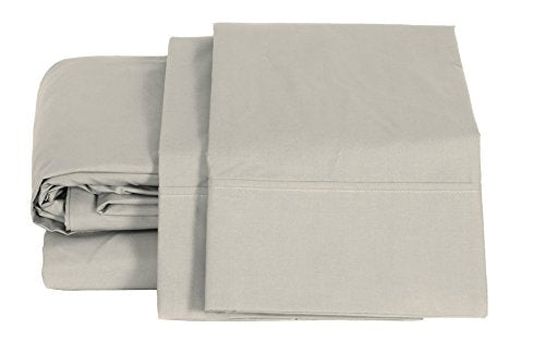 100% Cotton Percale Sheets Full Size, Silver, Deep Pocket, 4 Piece - 1 Flat, 1 Deep Pocket Fitted Sheet and 2 Pillowcases, Crisp and Strong Bed Linen