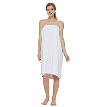 Load image into Gallery viewer, TopTie Women&#39;s Cotton Terry Spa Shower Bath Towel Wrap-White-S/M
