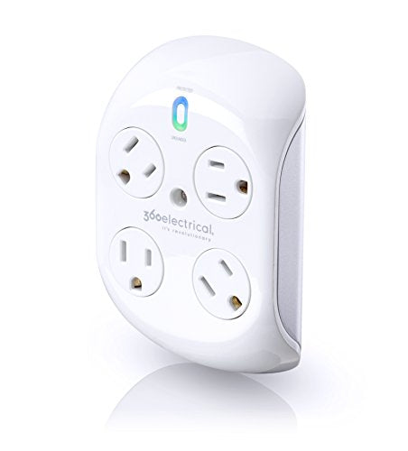 360 Electrical 36036 Revolve Surge Protector With 4 Rotating Outlets,White