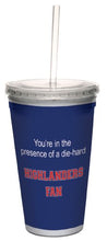 Load image into Gallery viewer, Tree-Free Greetings Highlanders College Basketball Artful Traveler Double-Walled Cool Cup with Reusable Straw, 16-Ounce
