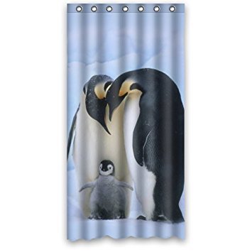 FUNNY KIDS' HOME Fashion Design Waterproof Polyester Fabric Bathroom Shower Curtain Standard Size 36(w) x72(h) with Shower Rings - Family Members of The Penguins