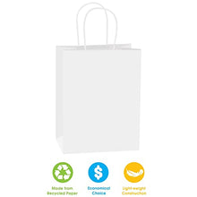 Load image into Gallery viewer, Box King BGS104W Paper Shopping Bags, 10&quot; Width, 13&quot; Height, 5&quot; Depth, White
