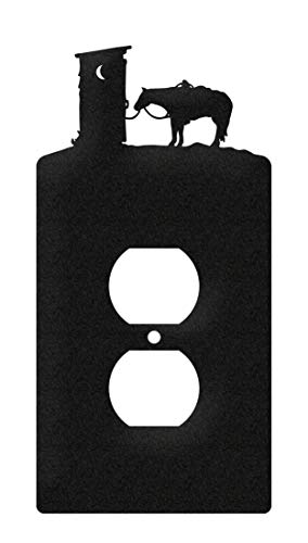 SWEN Products Outhouse Metal Wall Plate Cover (Single Outlet, Black)
