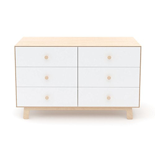 Oeuf Sparrow 6 Drawer Dresser, White/Birch