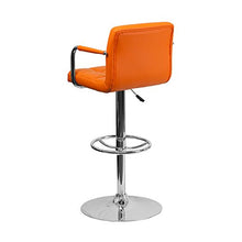 Load image into Gallery viewer, Offex Contemporary Orange Quilted Vinyl Adjustable Height Bar Stool with Arms and Chrome Base
