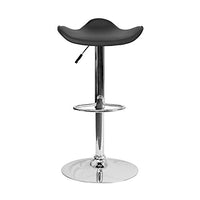 Offex Contemporary Black Vinyl Adjustable Height Bar Stool with Chrome Base
