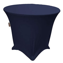 Load image into Gallery viewer, LA Linen Round Spandex Tablecloth 30&quot; x 30&quot; High, Navy
